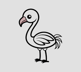 Cute flamingo bird line art cartoon icon