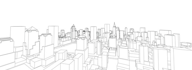 Fototapeta premium 3d wireframe of building. sketch design.Vector 
