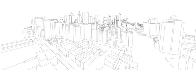 3d wireframe of building. sketch design.Vector
