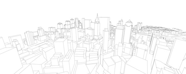Cityscape Sketch, Vector Sketch. Architecture - Illustration