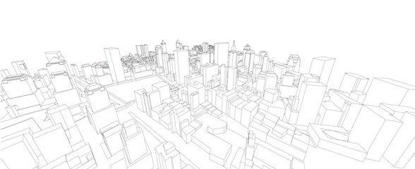 Fototapeta premium 3d wireframe of building. sketch design.Vector 