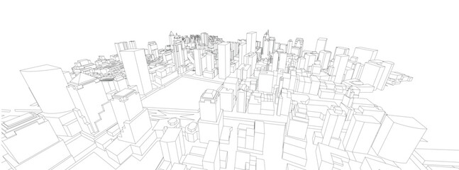3d wireframe of building. sketch design.Vector
