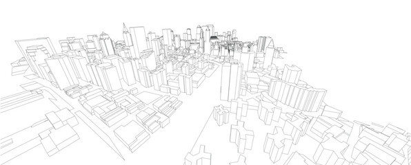 Fototapeta premium 3d wireframe of building. sketch design.Vector 