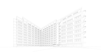 3d wireframe of building. sketch design.Vector