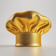 Golden chef hat or toque on white background (clipping path)