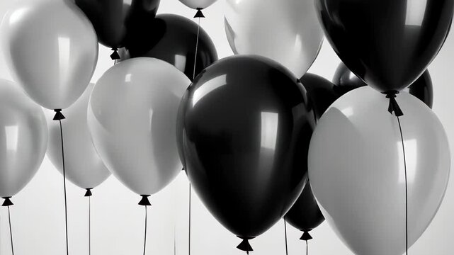 Black and white balloon on white background with copy space.