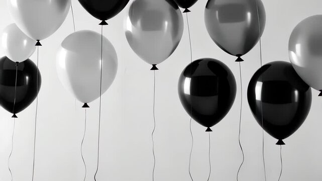 Black and white balloon on white background with copy space.