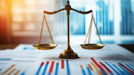 Scales of Justice on Financial Documents