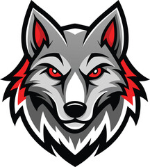 Obraz premium Fierce Gray Wolf Mascot Head 