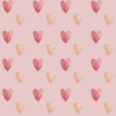 Delicate watercolor hearts pattern for romantic Valentine's Day textiles