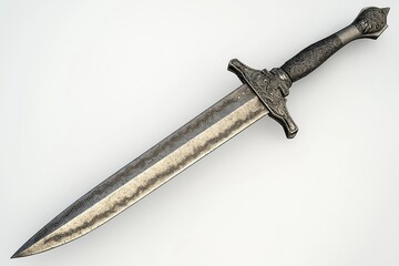 Roman military dagger on white background, isolated