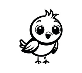 Cute bird line art cartoon icon