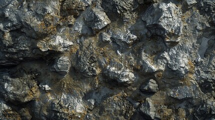 Obraz premium Close up of a rocky surface with a dark, metallic texture.