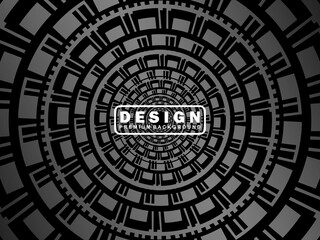 Abstract futuristic dark black background with circular wave design. Realistic 3d wallpaper with modern digital patterns. Perfect background for posters, websites, brochures, banners, apps, etc.
