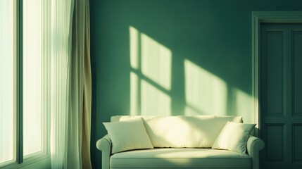 Bright Living Room with Cushions and Morning Light