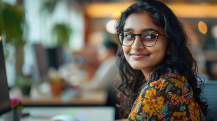 indian woman working on a computer