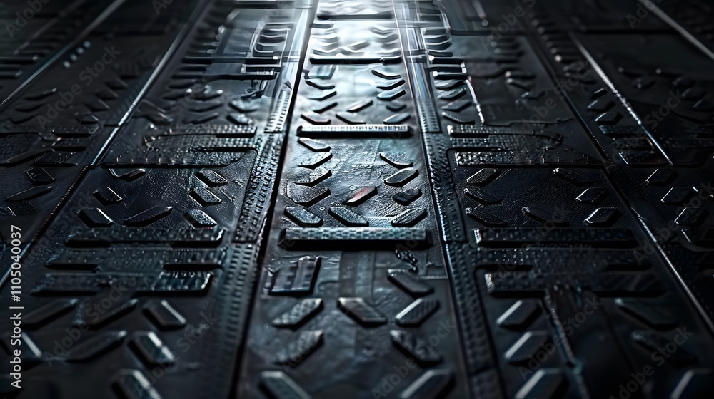 Poster dark metallic textured floor with repeating pattern.