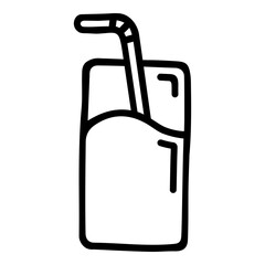 Doodle icon of drink with straw