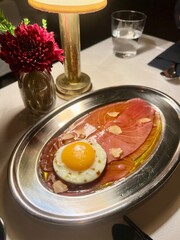 fried eggs with bacon, Gourmet Fine Dinning