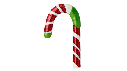 Festive Red and Green Candy Cane Isolated  
