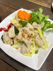 Steamed Sea Bass with Spicy Dipping Sauce