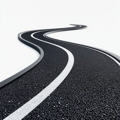 Empty curvy flyover with asphalt road. isolated on white background with clipping path.