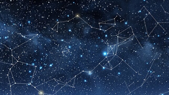 An abstract image of constellations in a starry night sky.