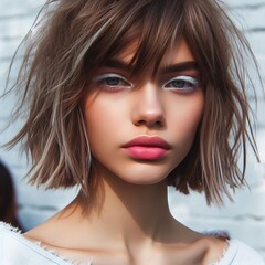 Portrait of a trendy girl model spring-summer. Natural beauty and health