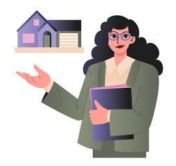 Real estate agent giving a house tour 