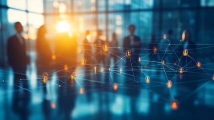 Stylish abstract representation of an organizational chart, softly lit by daylight, capturing the dynamics of a modern office team.