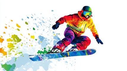 Colorful Snowboarder in Dramatic Vector Design