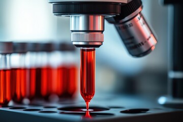 Blood testing in laboratories: microscopy, sample handling, sterile environment, genetic studies in healthcare, blood disorders, donation processes