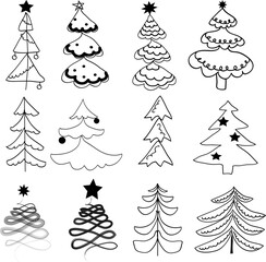 set of christmas trees