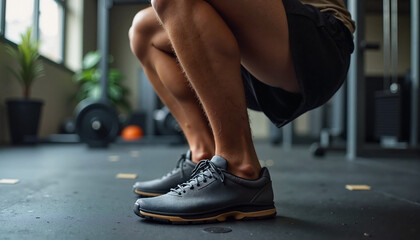 Building strength through perfect squats in a vibrant gym setting during morning workout