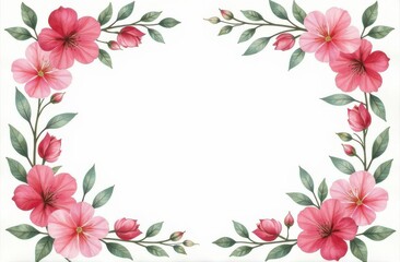 Fototapeta premium Watercolor style floral pattern frame