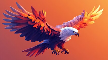 Obraz premium A stylized eagle in flight vibrant colors