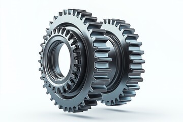Old metal gear wheel or pinion part , Motorcycle Gear driven gear reduction ratio isolated on white background.clipping path included.