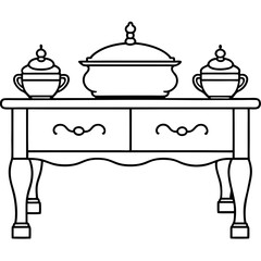 buffet table on white