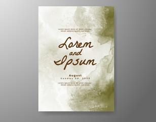 Wedding card invitation template with hand painted watercolor splash