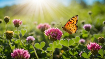 butterfly and flowers