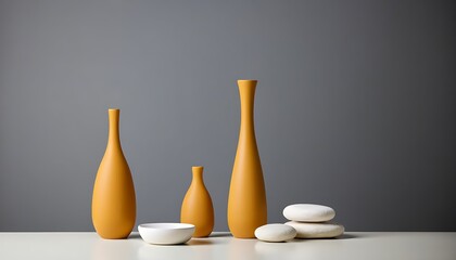 Modern minimalist vase with gray background