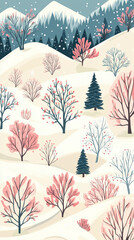 Winter landscape with trees and snow, HD Christmas wallpaper 