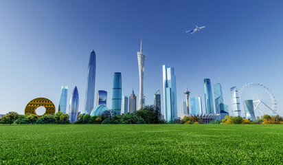3D rendering of antenna illustrations for landmark buildings in the Greater Bay Area of Guangdong, China