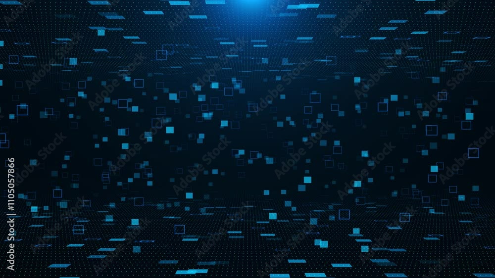 Poster futuristic hud screen data matrix technology on blue abstract digital artificial intelligence motion