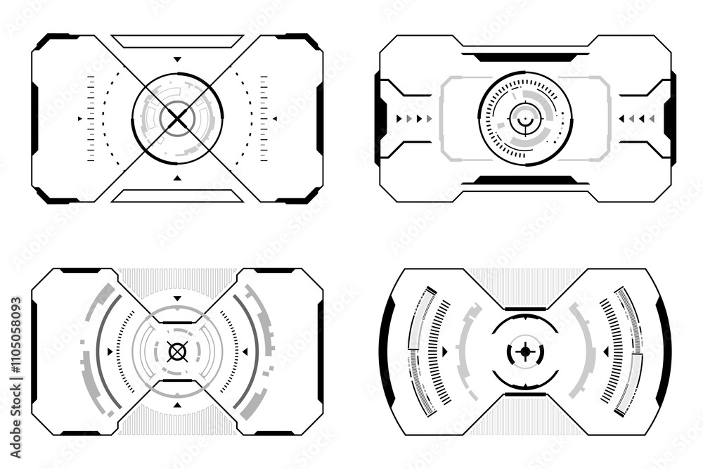 Poster sci-fi futuristic hud interface screen.square frame technology display.