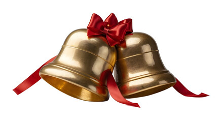 golden christmas bells isolated on white, transparent  background png