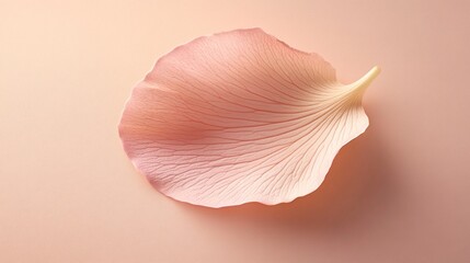 Fototapeta premium A delicate pink petal resting on a soft pastel background.