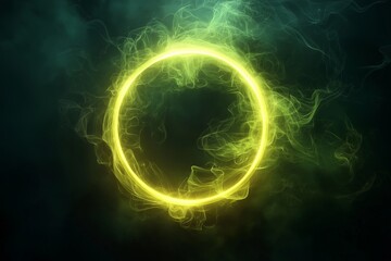 Burning Sparkling round frame isolated on black background. Beautiful Glowing design element for greeting card, holiday flyer