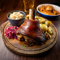 Bavarian Pork Knuckle with Crispy Crackling and Sides