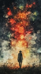 Obraz premium The Floating Symbols, Schizotypal Personality Disorder